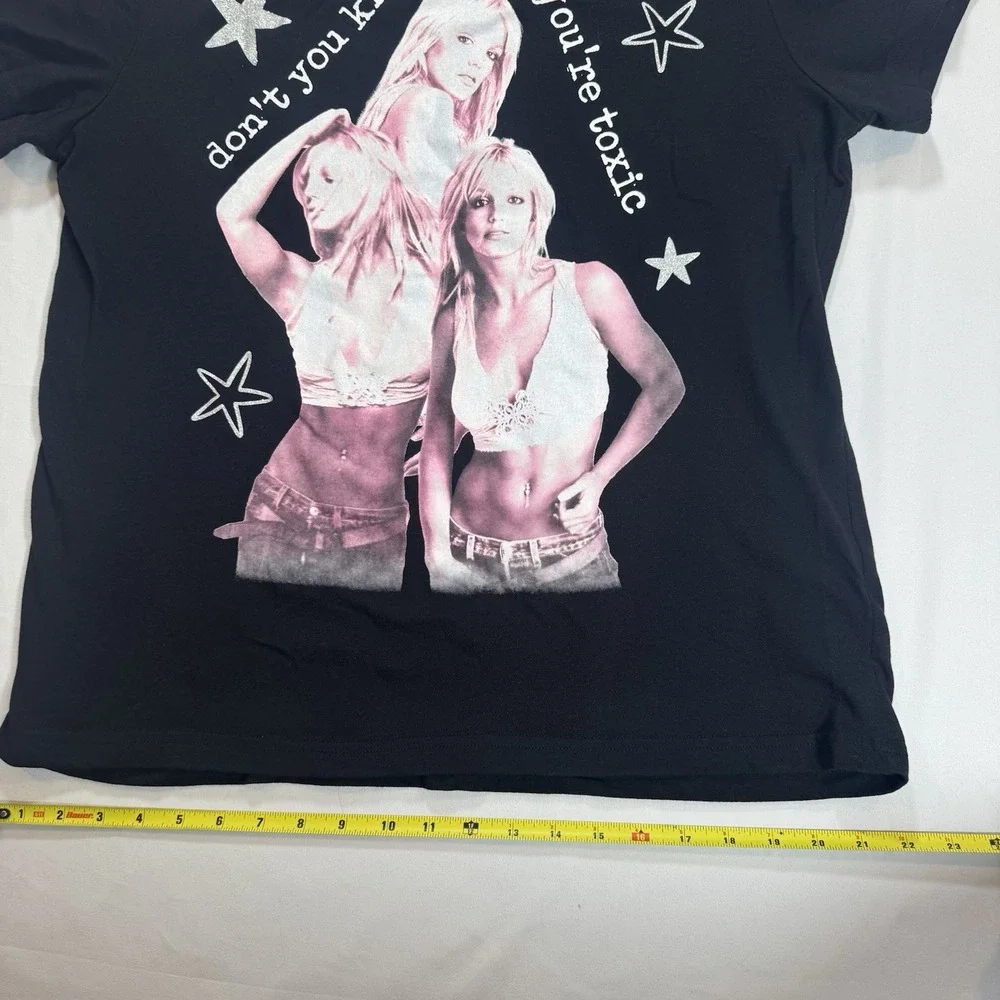 NEW Britney Spears Toxic Black Graphic Quote T-Shirt Original, Size L RN 86947